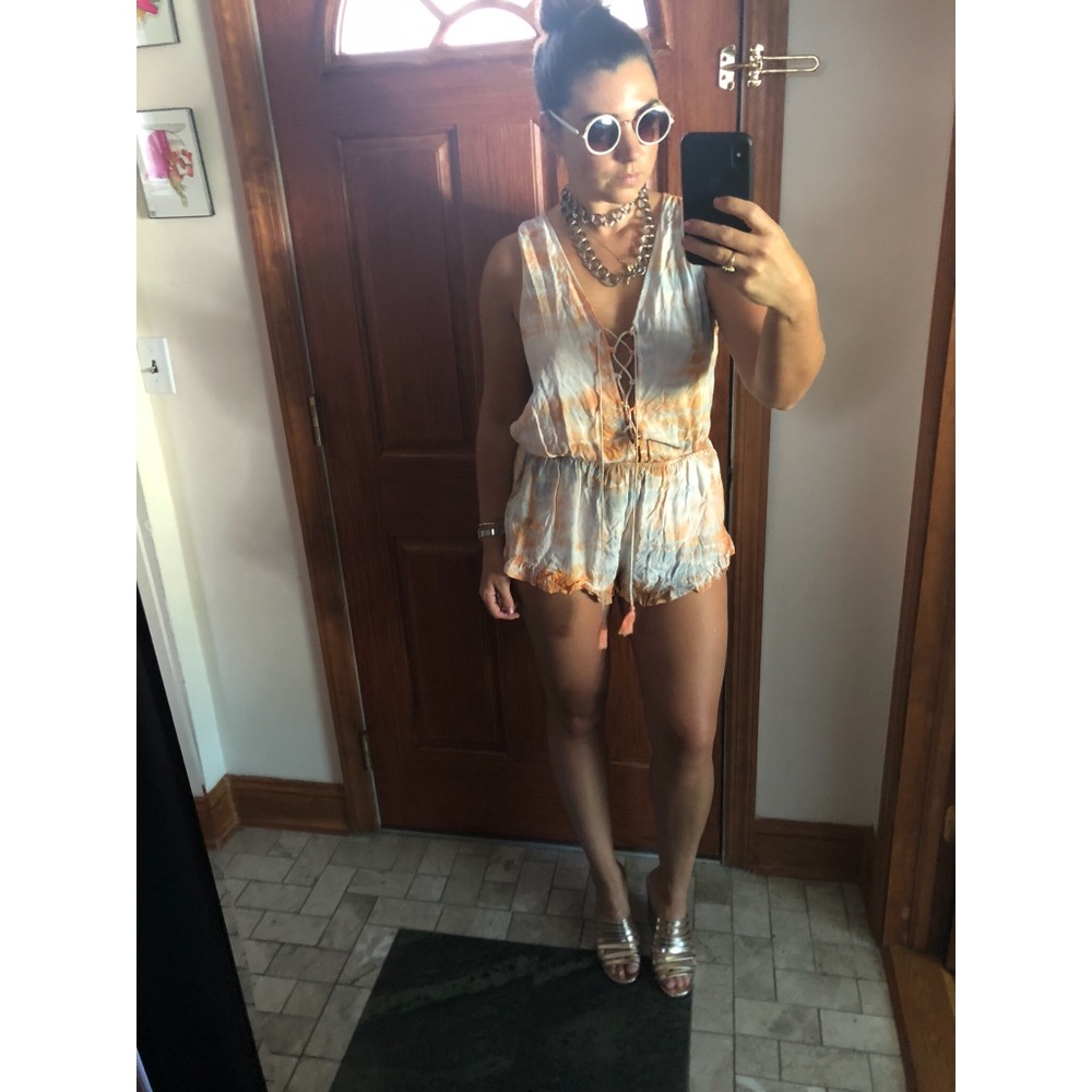 Tie Dye Lace Up Romper
